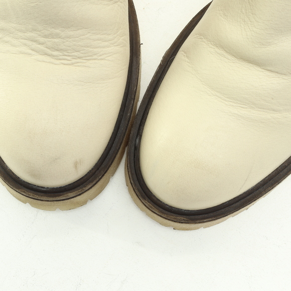 Free People James Chunky Heel Chelsea Leather Boots Women EU 38 White/Black - Picture 15 of 16